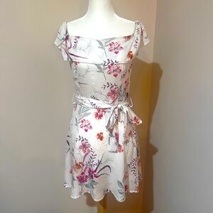 Off the shoulder paper crane floral dress